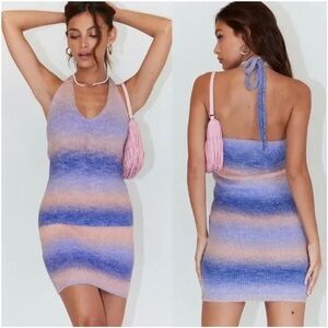 Princess Polly Women Tilley Mini Dress Sweater Halter Open Back‎ Rainbow Sz XS/S